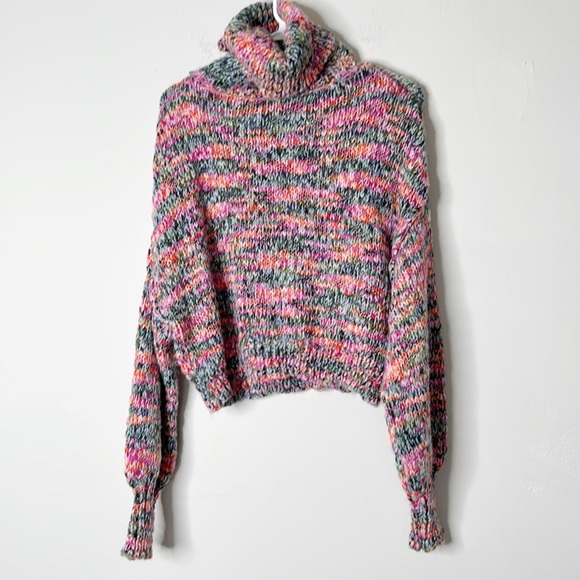 Wild Fable Rainbow Knit turtleneck spring crop sweater women size Small - Picture 5 of 8